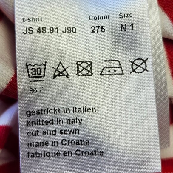 Marc Cain Women's Red & White Striped Top W/Rounded Neck Size 2 & 10 - Picture 5 of 8